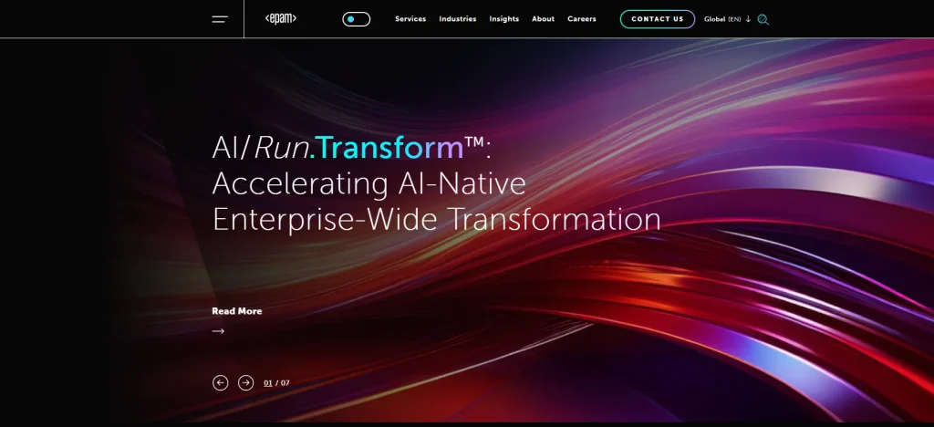 Screenshot of EPAM Systems homepage