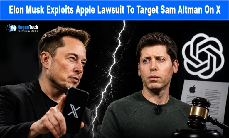 Elon Musk and Sam Altman tech rivalry news banner for NogenTech.