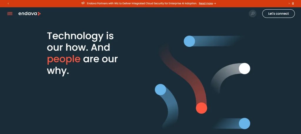 Screenshot of Endava homepage