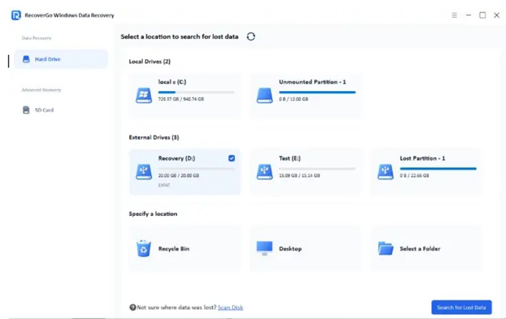 Grab RecoverGo and install it to recover lost data