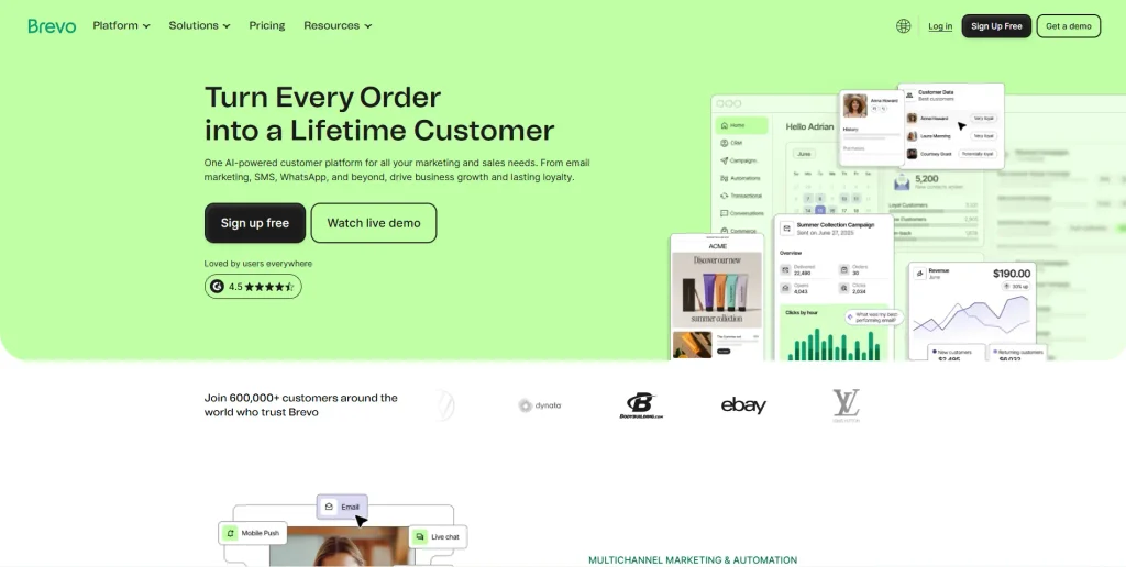 Home page screenshot of Brevo by NogenTech