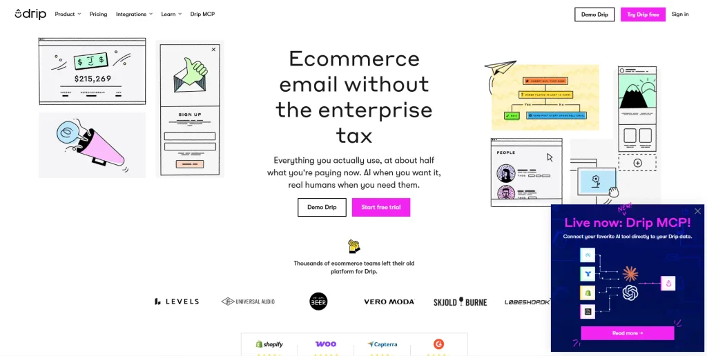 Home page screenshot of Drip by NogenTech