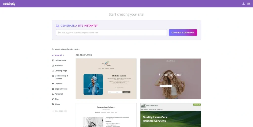 Create a Strikingly Account
