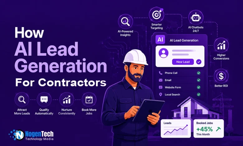 AI lead generation for contractors infographic banner for NogenTech.