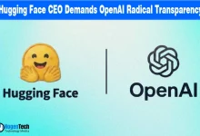 Hugging Face logo emoji next to OpenAI logo separated by a line on a light blue background.