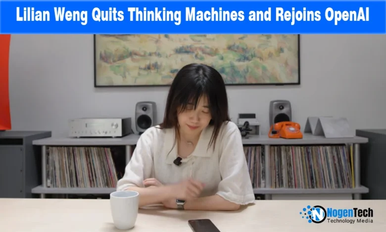 AI researcher Lilian Weng sitting at a desk with a white mug and phone.
