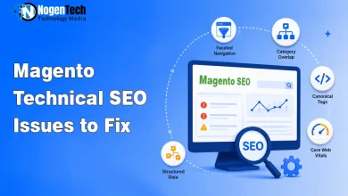Magento technical SEO issues optimization graphic for NogenTech.