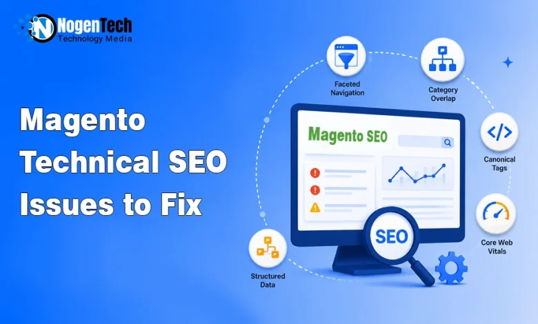 Magento technical SEO issues optimization graphic for NogenTech.