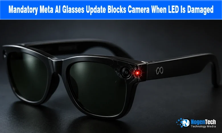 Mandatory Meta AI Glasses Update Blocks Camera When LED Is Damaged news banner for NogenTech.