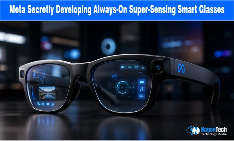 Meta Secretly Developing Always-On Super-Sensing Smart Glasses news banner for NogenTech.