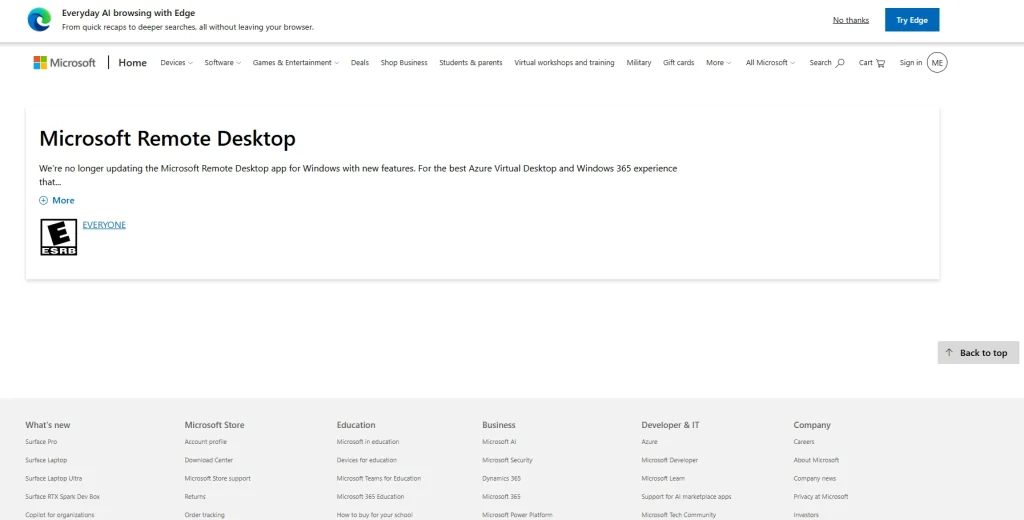 Microsoft Remote Desktop