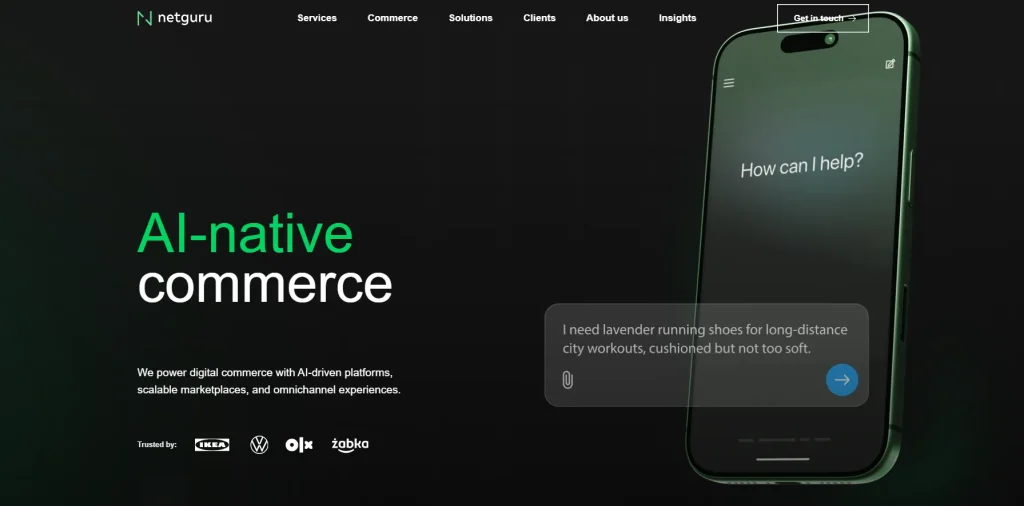 Screenshot of Netguru homepage