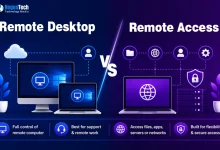 Remote Desktop vs Remote Access comparison banner for NogenTech.