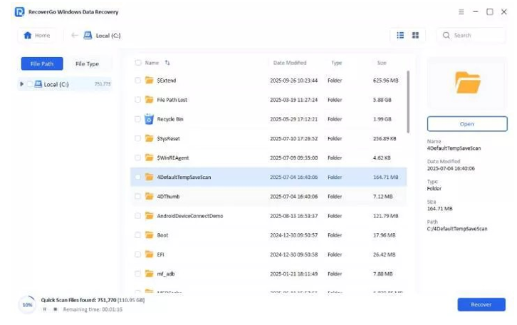 Search for Lost Data on recovergo