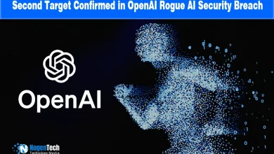 OpenAI logo and a digital silhouette figure depicting an AI security breach.