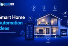 Modern smart home with automated lighting, smart door lock, thermostat, and voice-controlled devices for everyday convenience in 2026.