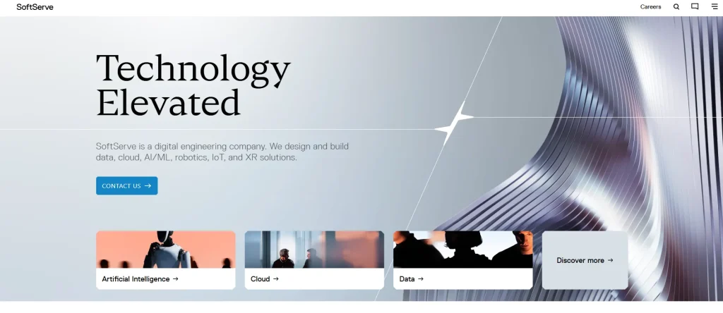 Screenshot of SoftServe homepage