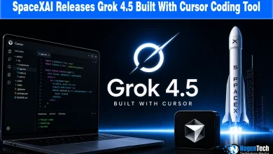 SpaceXAI Grok 4.5 built with Cursor coding tool announcement banner for NogenTech.