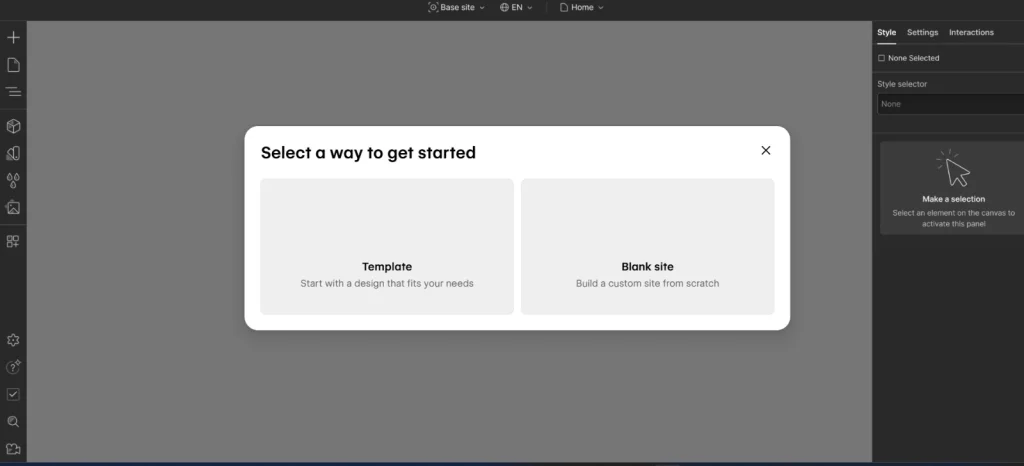 Start with a blank canvas or choose a template.
