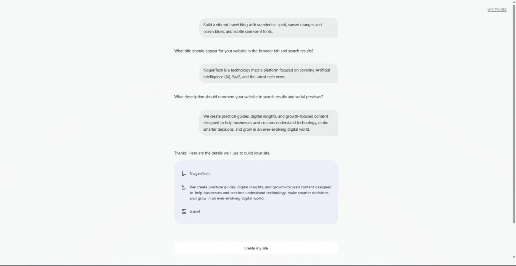 Step 2 of creating a website on wordpress