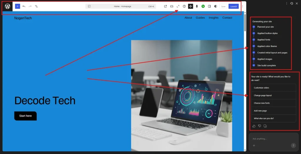 Step 3 of creating a website on wordpress