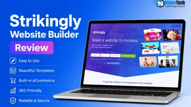 Strikingly Website Builder Review banner for NogenTech.