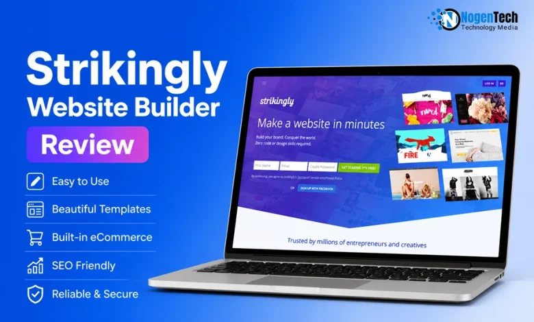 Strikingly Website Builder Review banner for NogenTech.