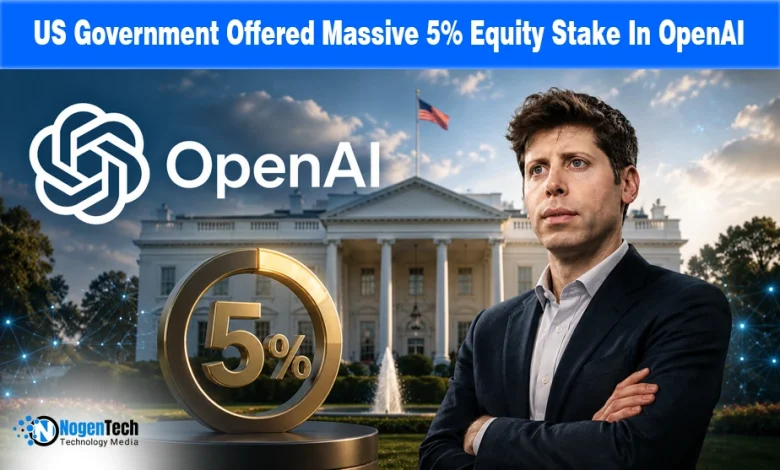 US Government Offered Massive 5% Equity Stake In OpenAI news banner for NogenTech.