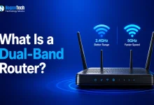 What Is a Dual-Band Router networking guide banner for NogenTech.