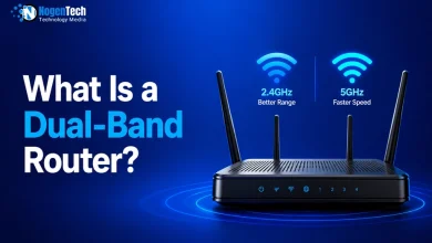 What Is a Dual-Band Router networking guide banner for NogenTech.