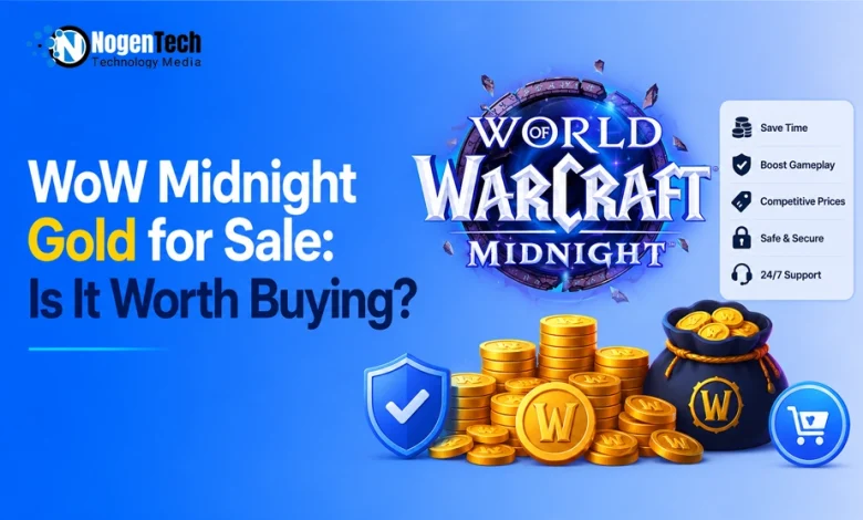 World of Warcraft Midnight gold graphic with coin stacks and security icon.