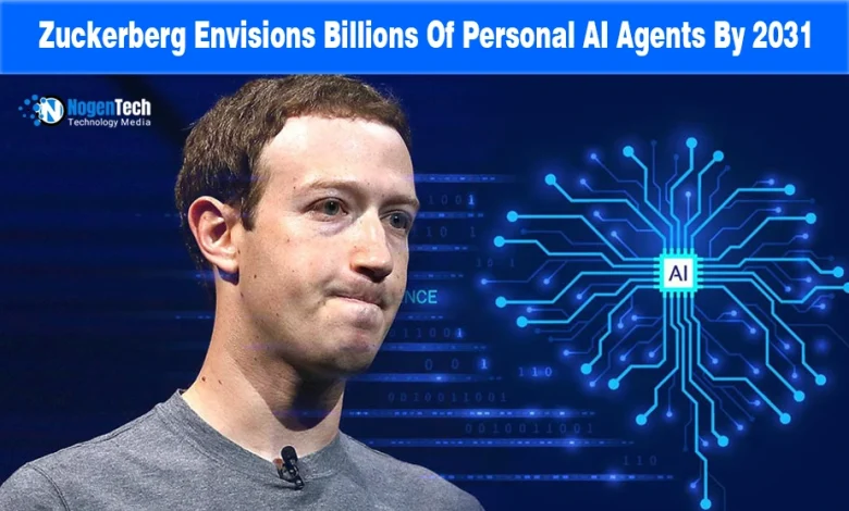 Mark Zuckerberg next to a glowing blue AI circuit graphic.