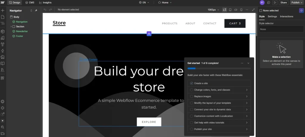 Customize your pages using the visual Designer.