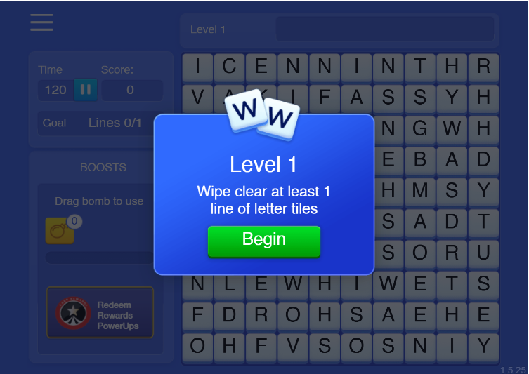Showing screenshot of AARP Word Wipe start