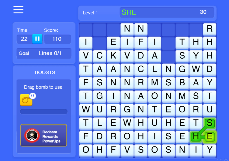 Showing seleted letters to complete the correct word