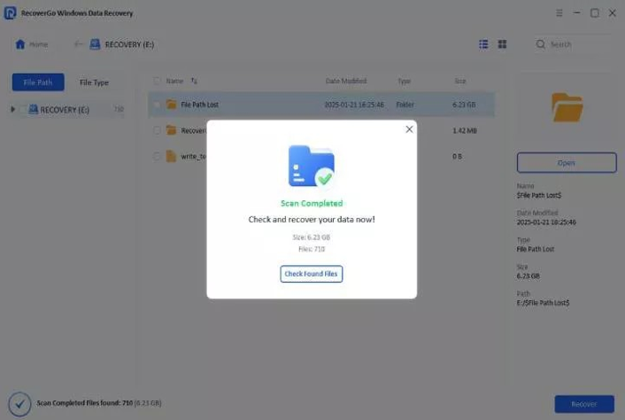 scan lost data using recovergo on windows