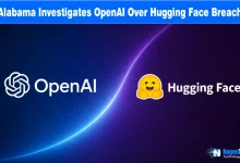 OpenAI and Hugging Face logos displayed side-by-side against a blue and purple background with NogenTech branding.
