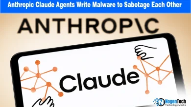 Smartphone showing Claude branding with Anthropic logo in background and NogenTech branding.