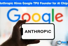 Hand holding a phone with the Anthropic logo displayed in front of a Google logo background with NogenTech branding.