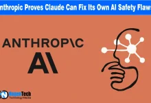 Anthropic AI typography next to a minimalist line-art profile with a neural network emblem with NogenTech branding.