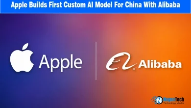 Apple and Alibaba logos side by side with NogenTech branding.