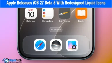iPhone home screen displaying apps and liquid dock icons.