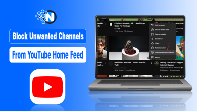 Laptop showing YouTube menu with red arrow pointing to Don't Recommend Channel option.