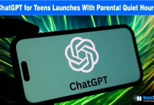 Hand holding a smartphone displaying the ChatGPT logo against a green fiber-optic light background with NogenTech branding.