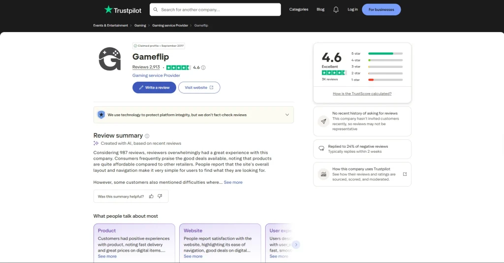 GameFlip on Trustpilot