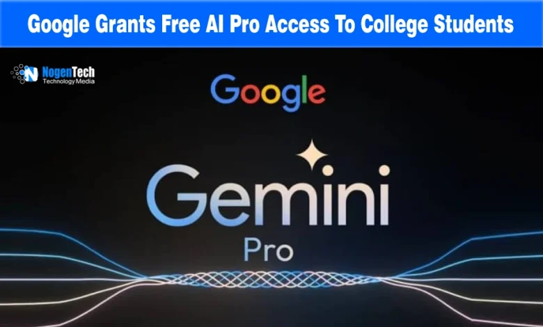 Google Gemini Pro logo with glowing particle lines on a black background and NogenTech branding.