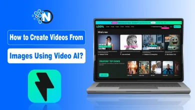 Laptop displaying a video AI platform interface alongside an image-to-video app icon, representing AI video creation from images.