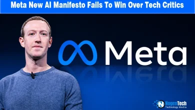 Mark Zuckerberg standing next to the Meta logo with NogenTech branding.