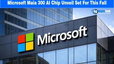 Microsoft headquarters building with the iconic colorful logo on its glass facade.