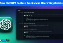 ChatGPT Mac app displaying activity timeline and Computer History feature with NogenTech branding.